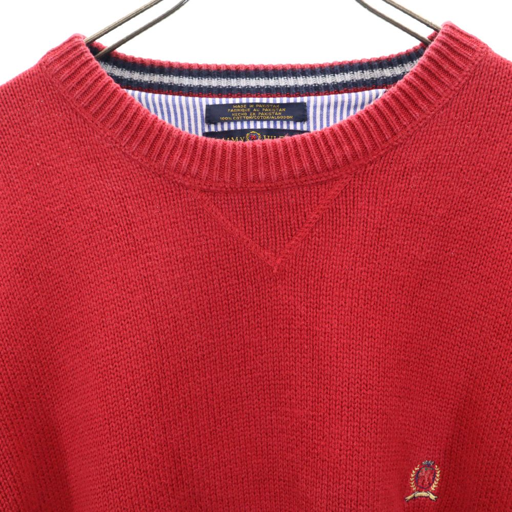 TOMMY HILFIGER トミーヒルフィガー 長袖 セーター XL レッド コットン ニット メンズ