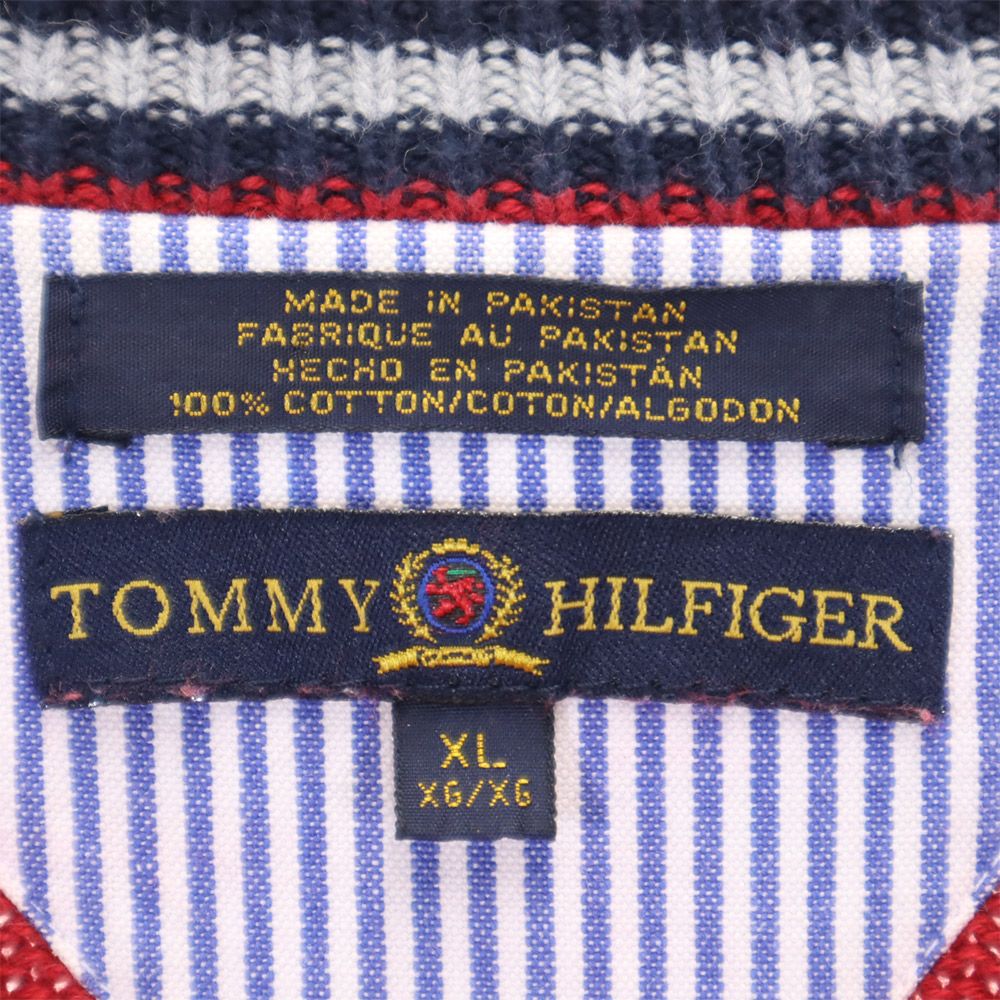 TOMMY HILFIGER トミーヒルフィガー 長袖 セーター XL レッド コットン ニット メンズ