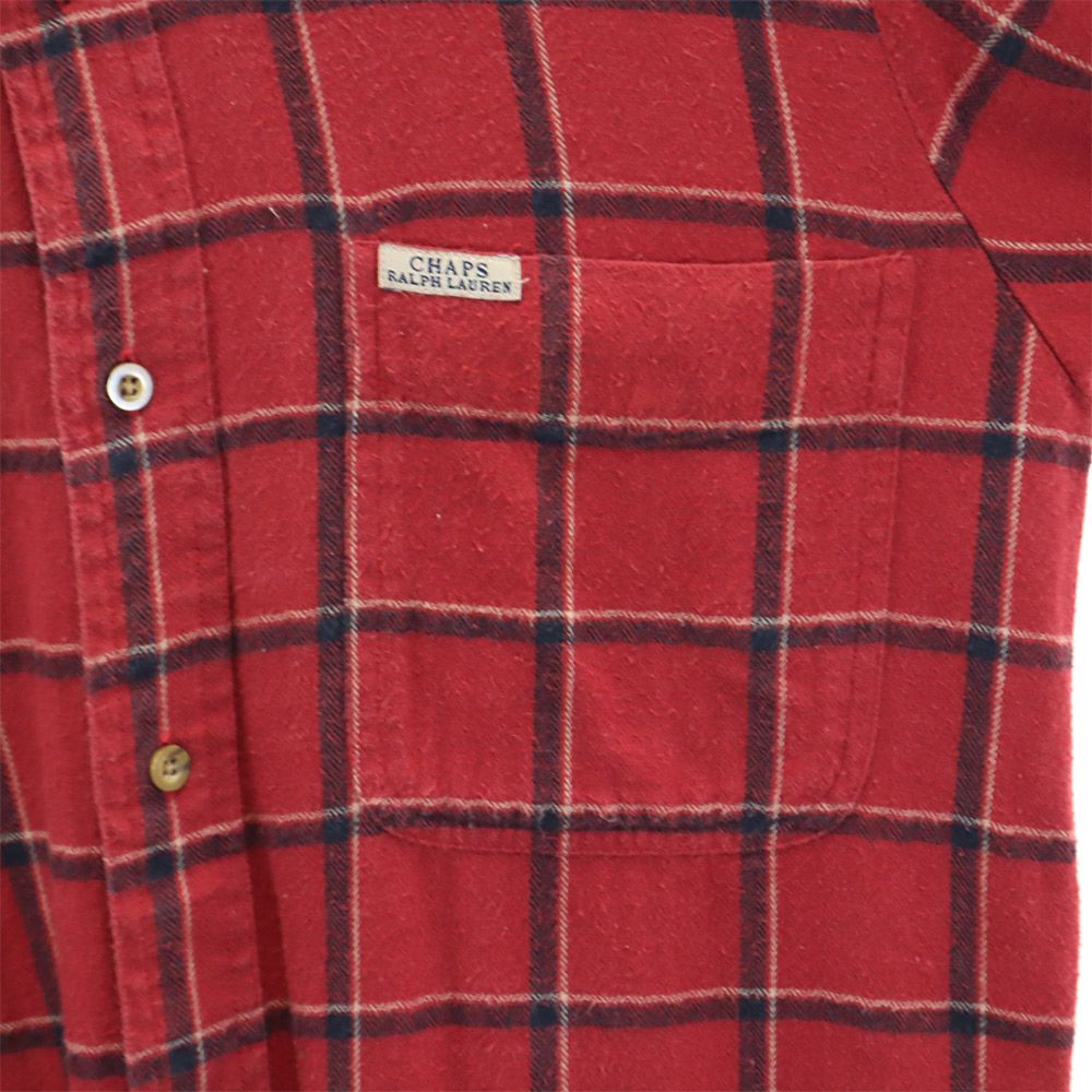 CHAPS RALPH LAUREN チャップスラルフローレン チェック柄 長袖 ボタンダウンシャツ M 赤系 メンズ