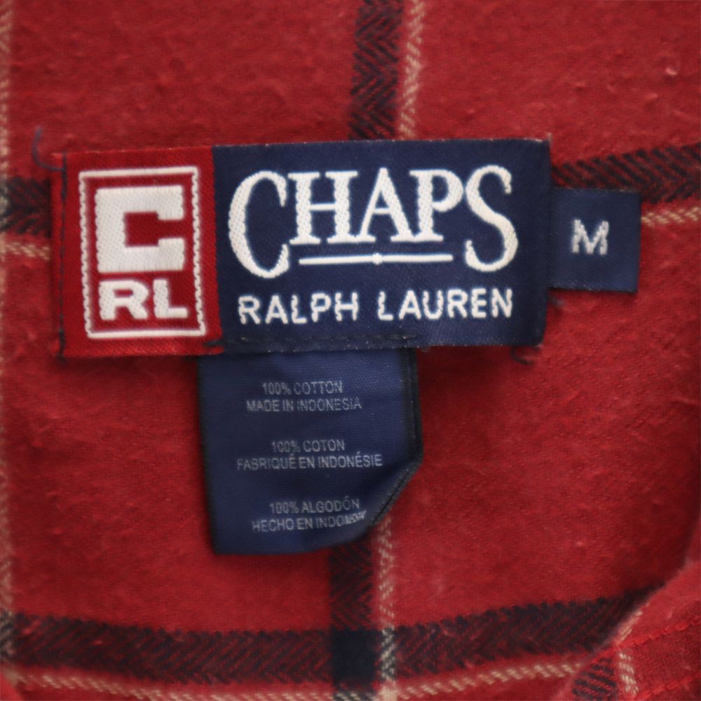 CHAPS RALPH LAUREN チャップスラルフローレン チェック柄 長袖 ボタンダウンシャツ M 赤系 メンズ