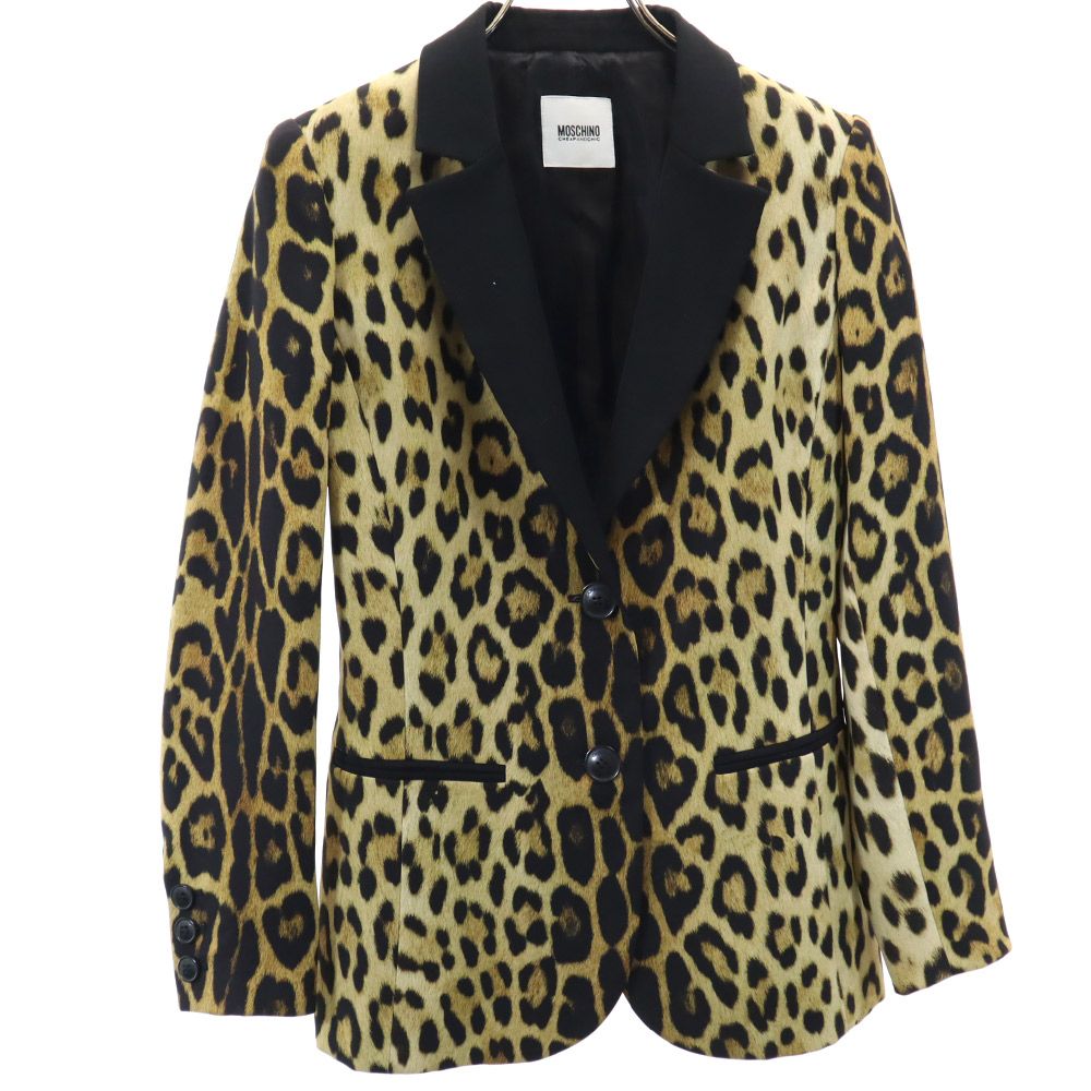 MOSCHINO モスキーノ チープアンドシック レオパード柄 テーラードジャケット USA 6 ベージュ系×ブラック CHEAP AND CHIC レディース