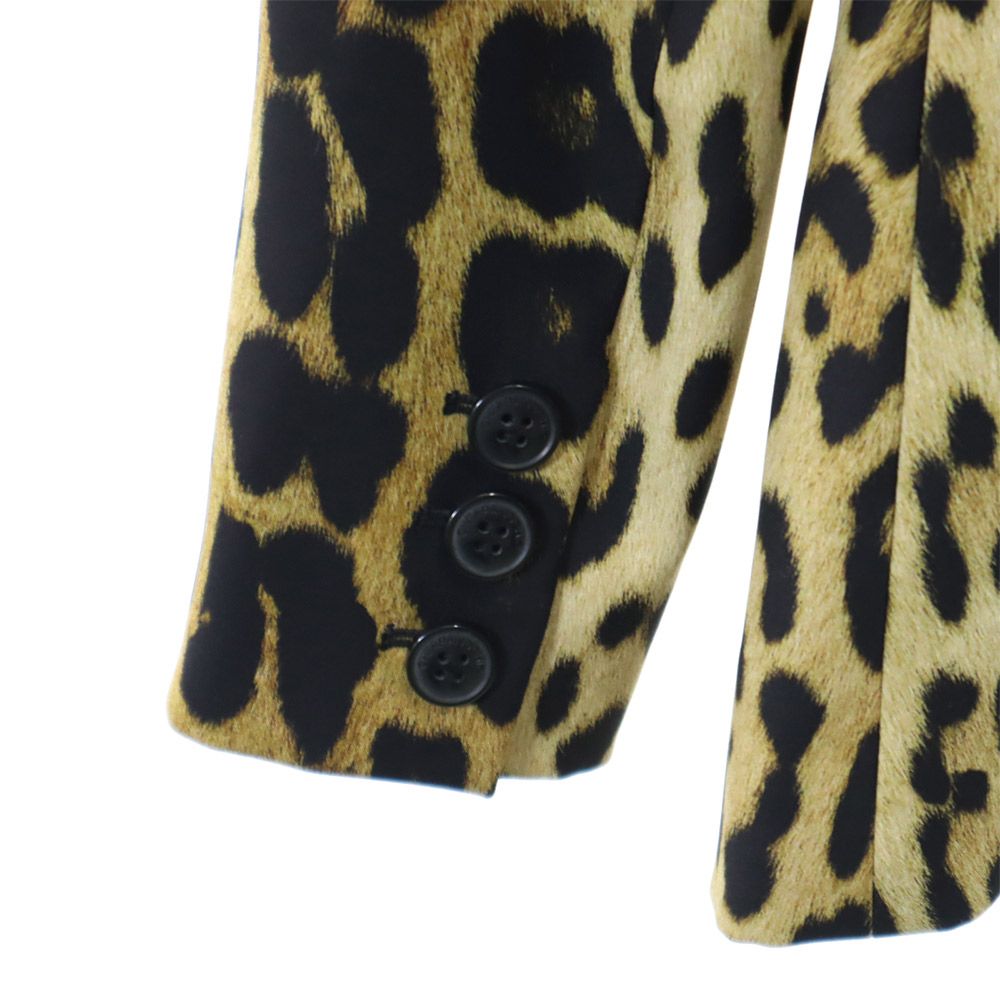 MOSCHINO モスキーノ チープアンドシック レオパード柄 テーラードジャケット USA 6 ベージュ系×ブラック CHEAP AND CHIC レディース