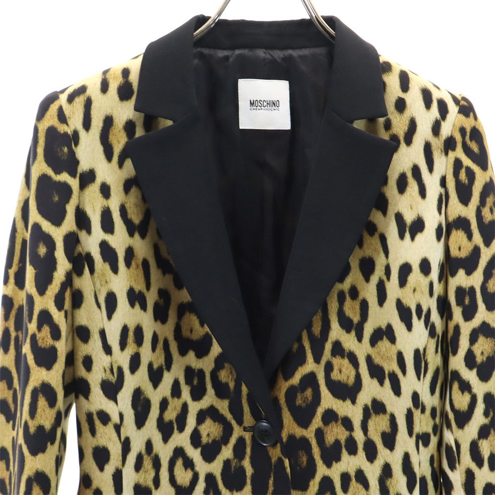 MOSCHINO モスキーノ チープアンドシック レオパード柄 テーラードジャケット USA 6 ベージュ系×ブラック CHEAP AND CHIC レディース