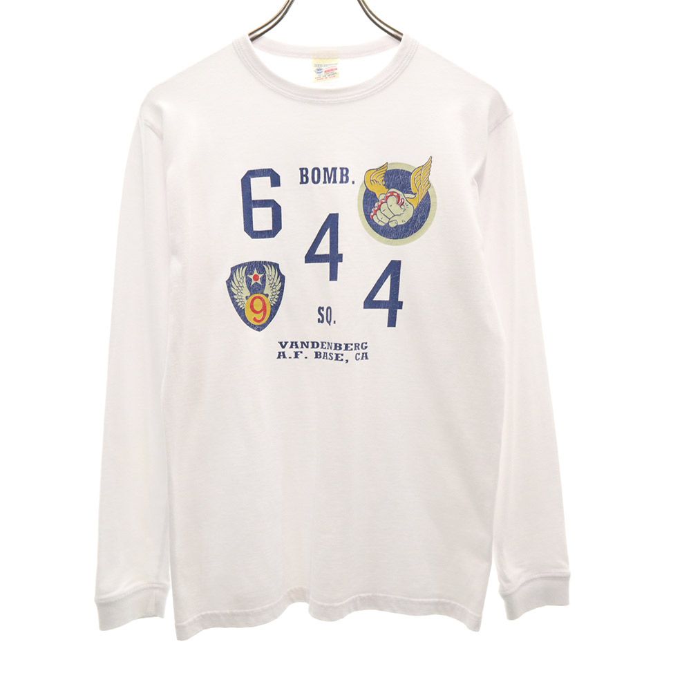 Buzz Rickson's バズリクソンズ USA製 プリント 長袖 Tシャツ S ホワイト ロンT メンズ
