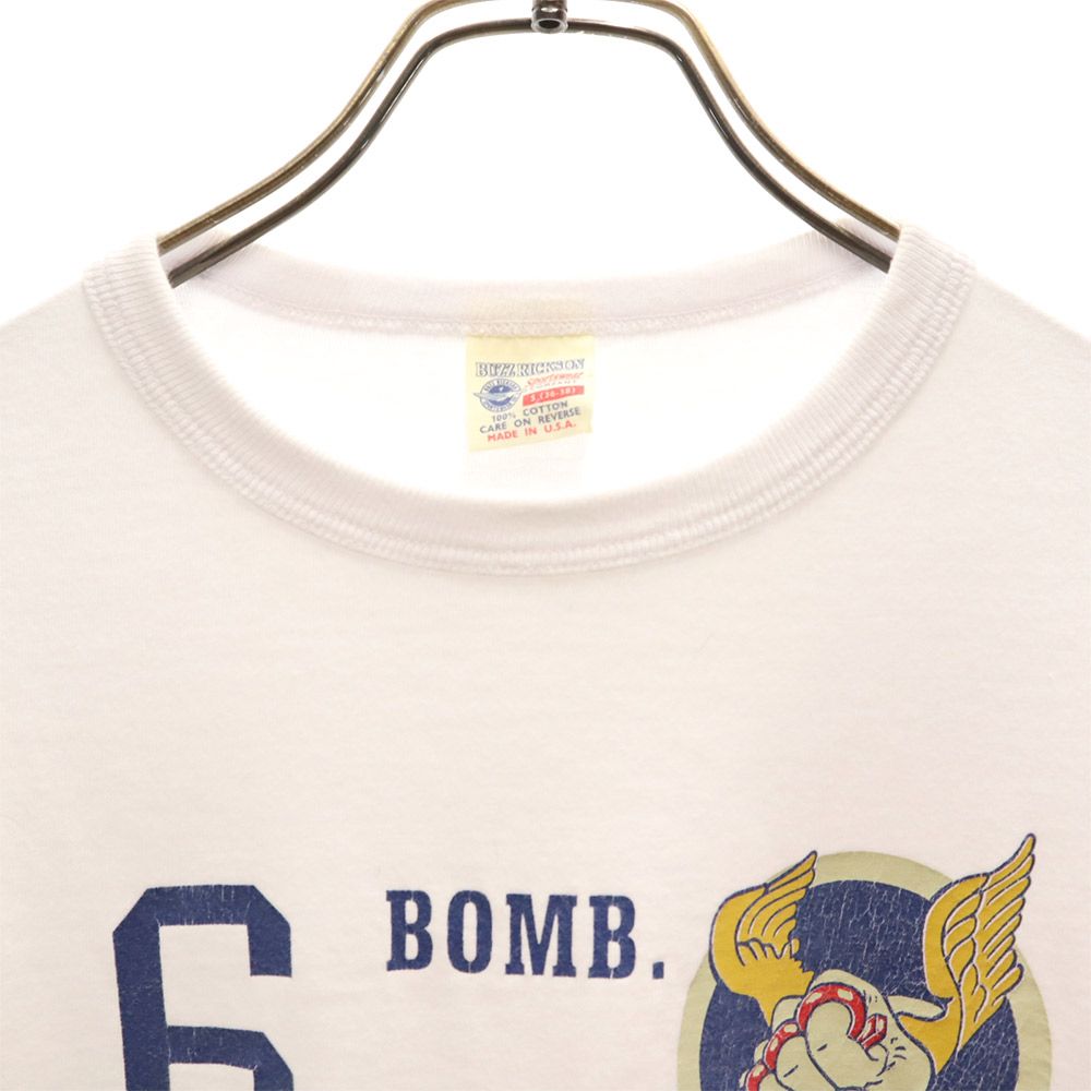 Buzz Rickson's バズリクソンズ USA製 プリント 長袖 Tシャツ S ホワイト ロンT メンズ