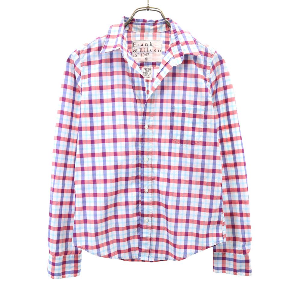 Frank&Eileen フランクアンドアイリーン チェック柄 長袖 スキッパータイプ シャツ XS レディース