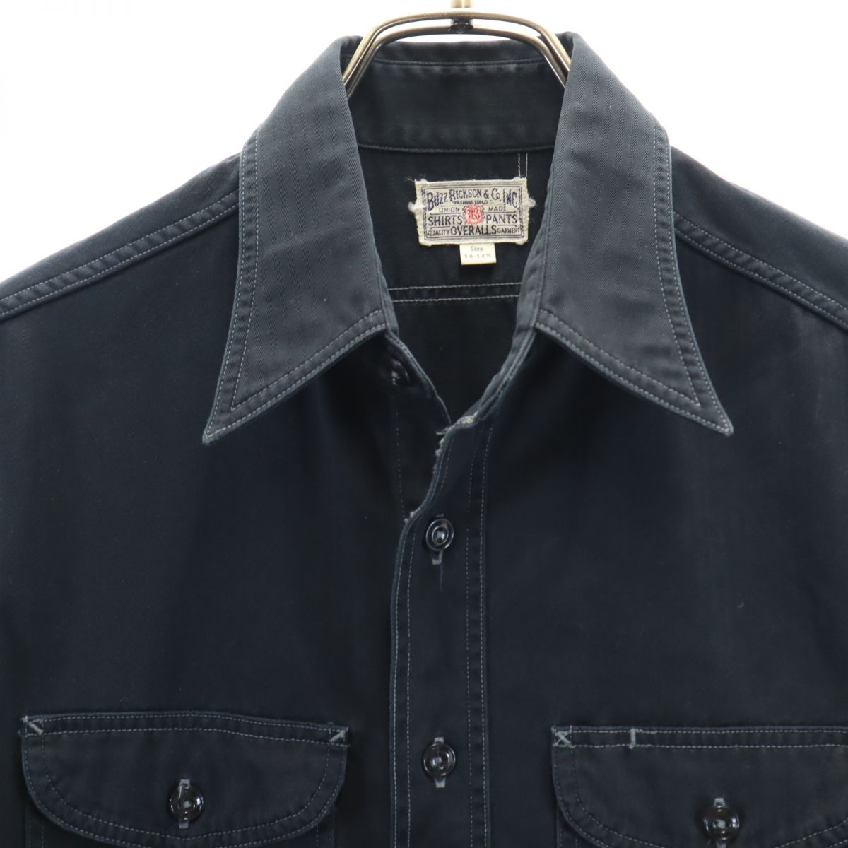 バズリクソンズ 東洋エンタープライズ 日本製 長袖 ヘリンボーン ワークシャツ S ネイビー Buzz Rickson's メンズ