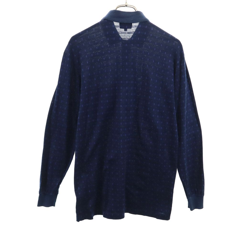 Dunhill ダンヒル イタリア製 総柄 長袖 ポロシャツ S ネイビー メンズ