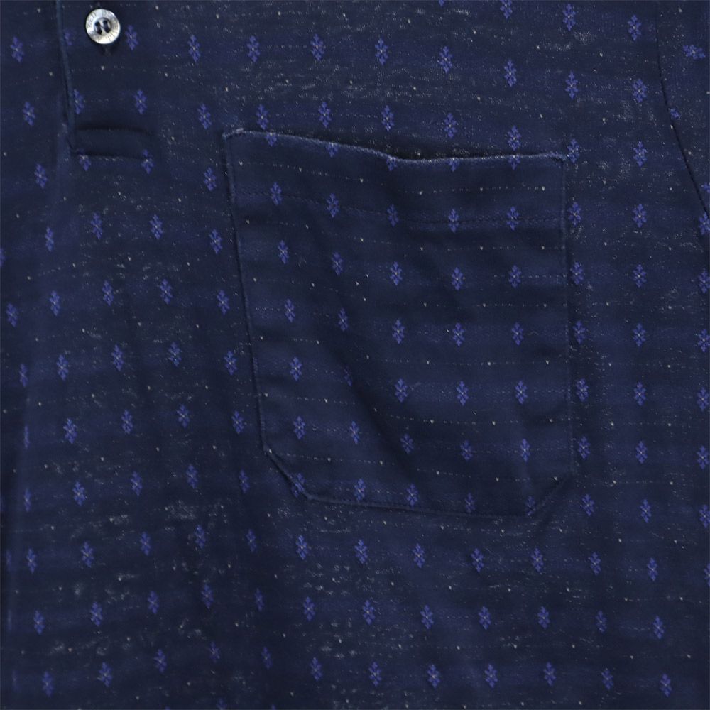 Dunhill ダンヒル イタリア製 総柄 長袖 ポロシャツ S ネイビー メンズ