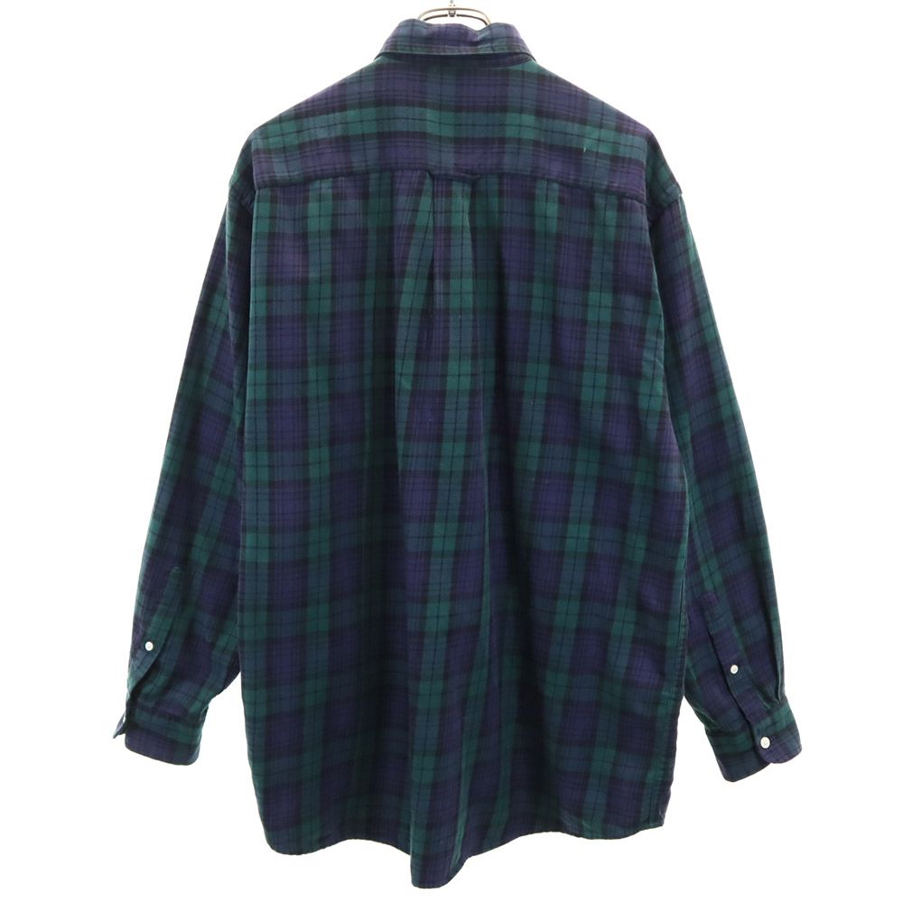 NAUTICA ノーティカ 90s オールド チェック柄 長袖 ボタンダウンシャツ M ネイビー系 メンズ