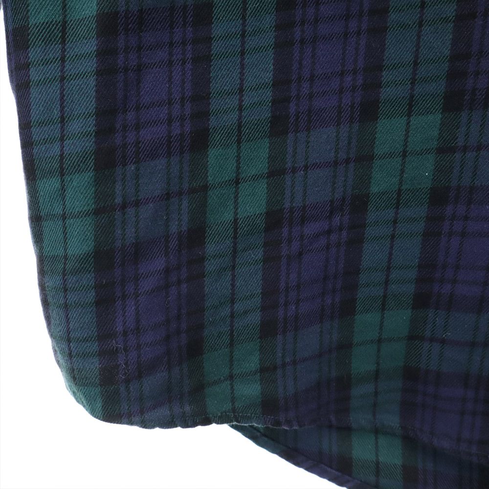 NAUTICA ノーティカ 90s オールド チェック柄 長袖 ボタンダウンシャツ M ネイビー系 メンズ