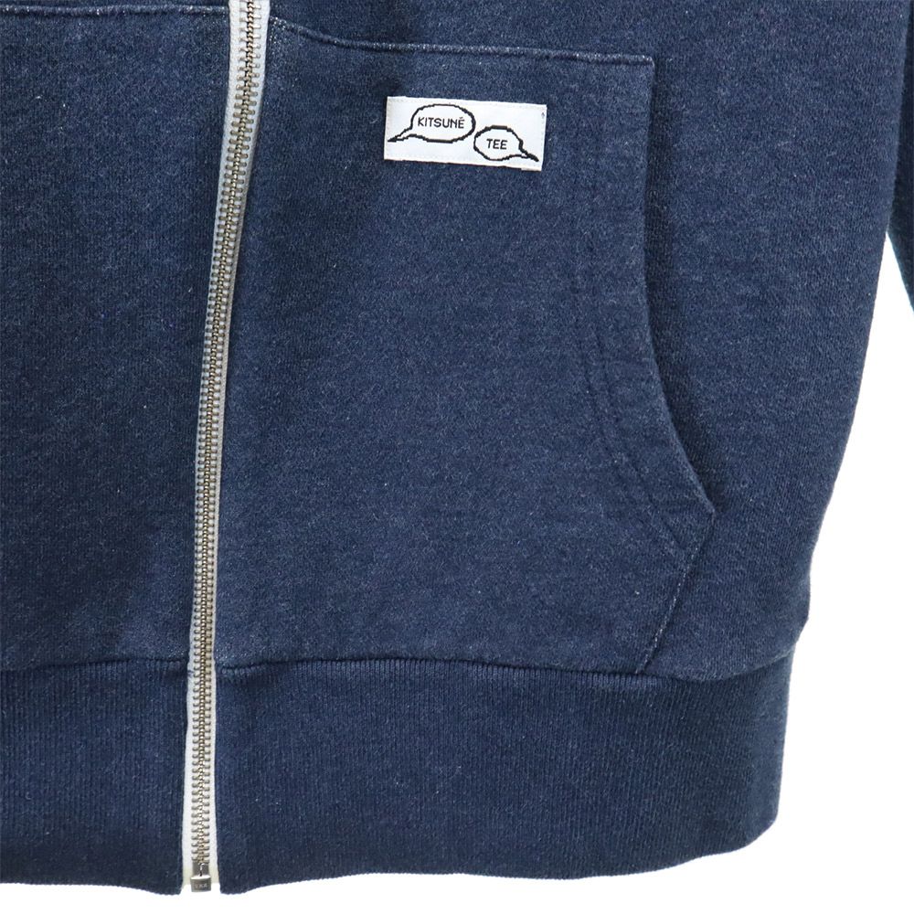 Kitsune' Tee キツネティー 長袖 ジップパーカー S ネイビー スウェット メンズ