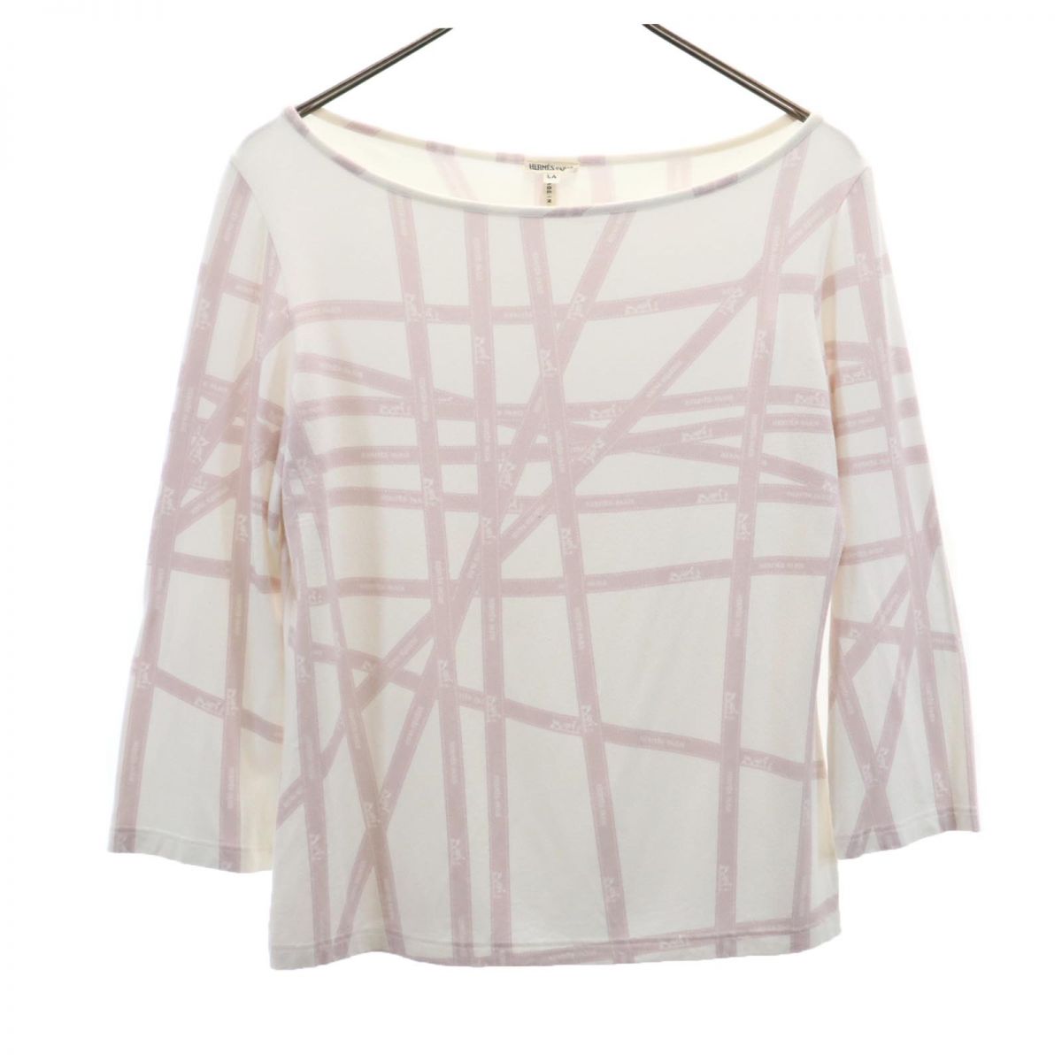 HERMES エルメス イタリア製 7分袖 カットソー LA ホワイト系 レディース