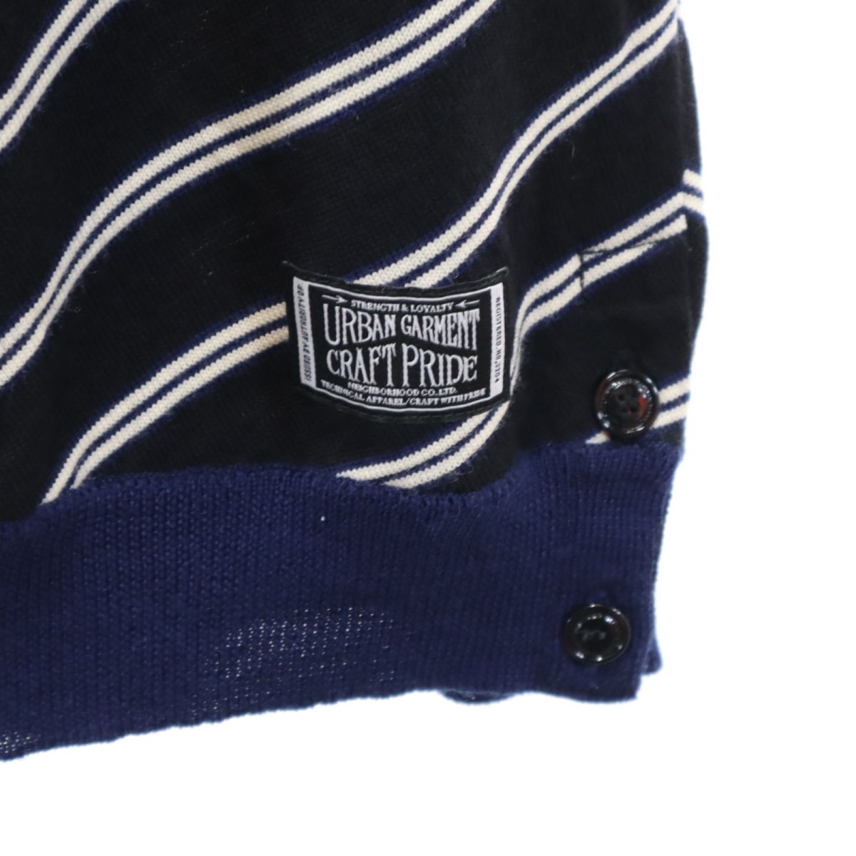 NEIGHBORHOOD ネイバーフッド アーバンガーメント 斜めボーダー柄 Vネック ウール ニットベスト M ブラック系 URBAN GARMENT レディース