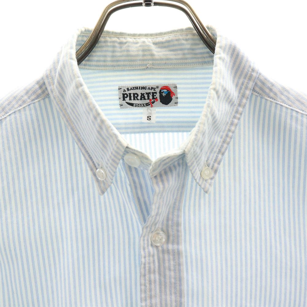 A BATHING APE アベイシングエイプ ストライプ 長袖 ボタンダウンシャツ S ブルー系 メンズ