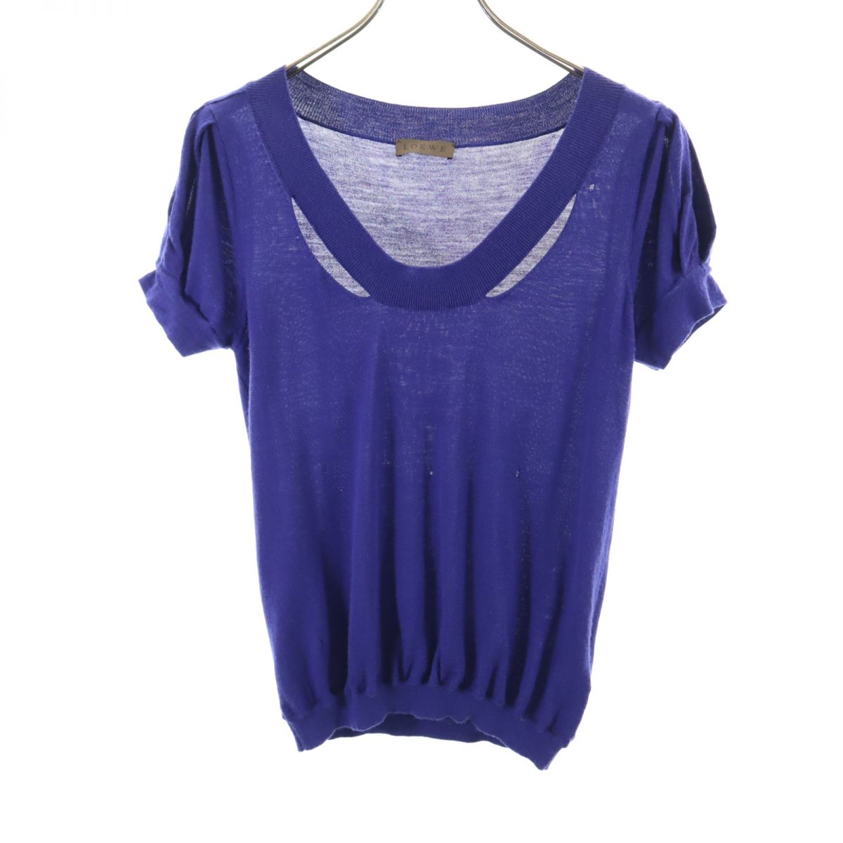 LOEWE ロエベ 半袖 ウール セーター M ブルー ニット レディース