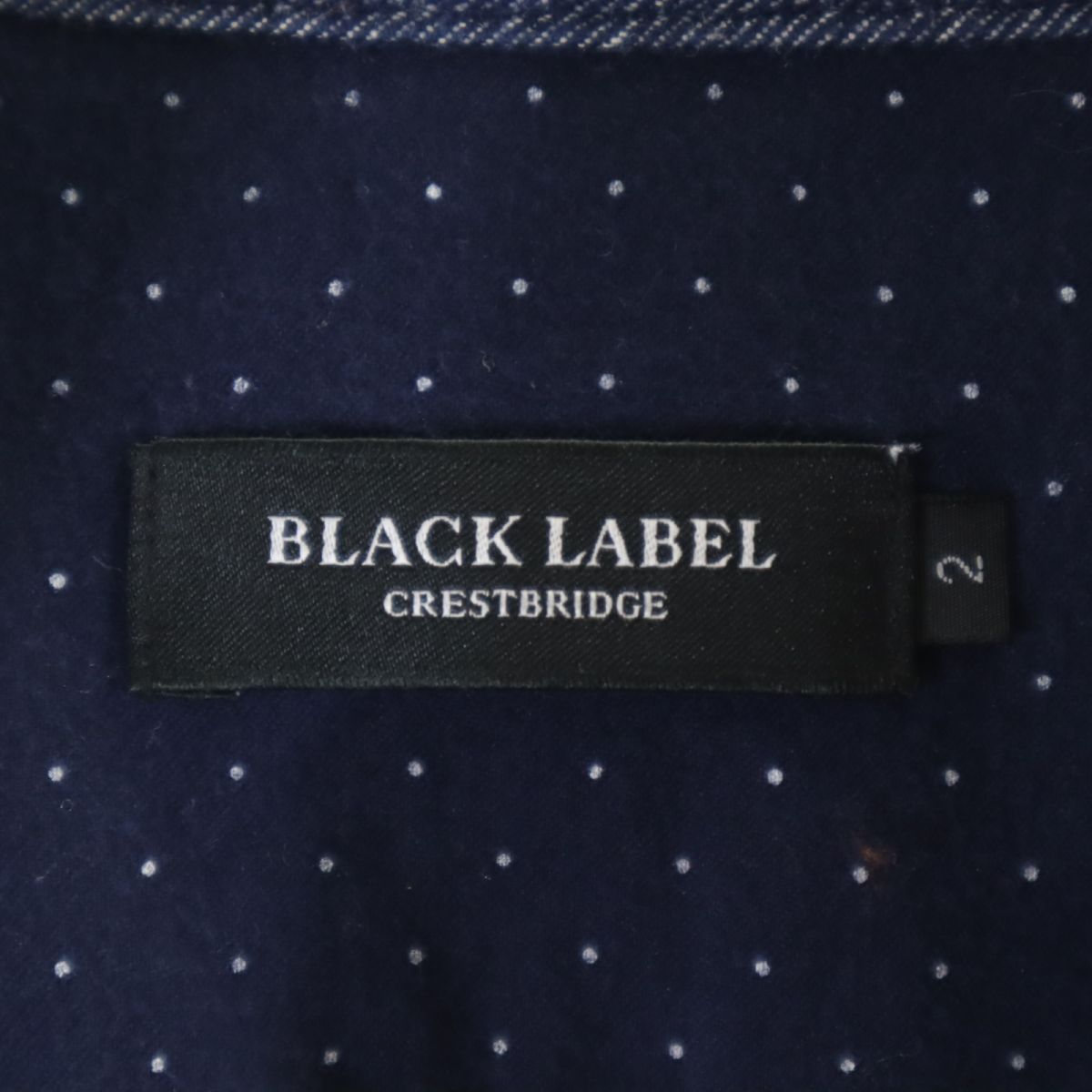 BLACK LABEL CRESTBRIDGE ブラックレーベルクレストブリッジ 三陽商会 ドット柄 長袖 ボタンダウンシャツ 2 ネイビー メンズ