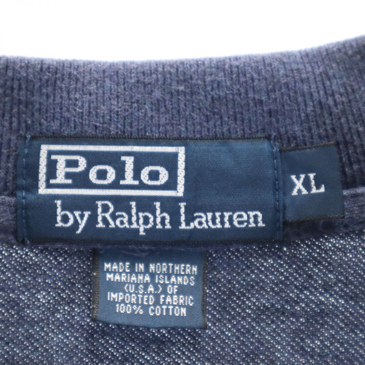 Polo by Ralph Lauren ポロバイラルフローレン 90s 長袖 ポロシャツ XL ネイビー系 オールド ヴィンテージ メンズ