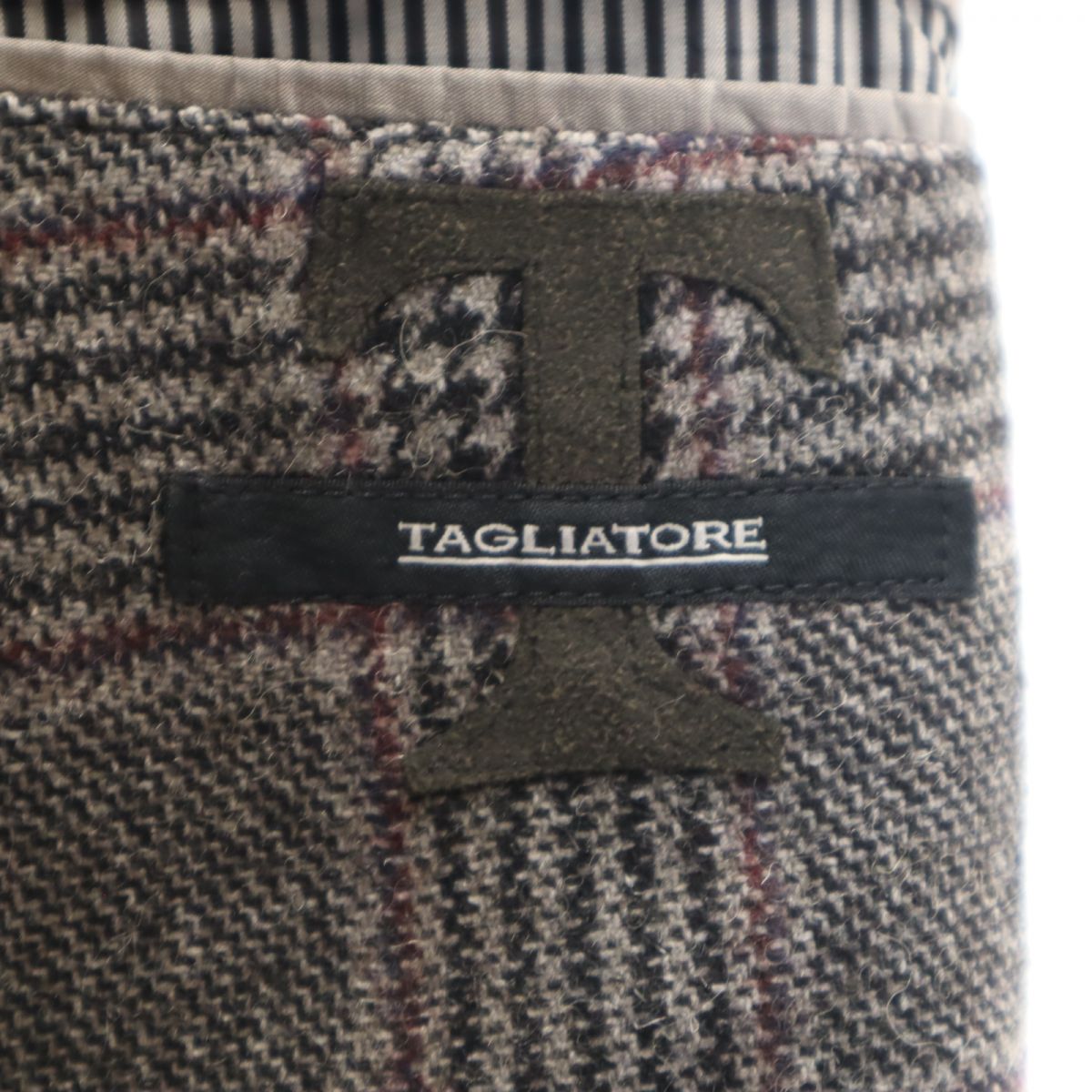 TAGLIATORE タリアトーレ イタリア製 チェック柄 ウールブレンド テーラードジャケット 50 グレー系 メンズ