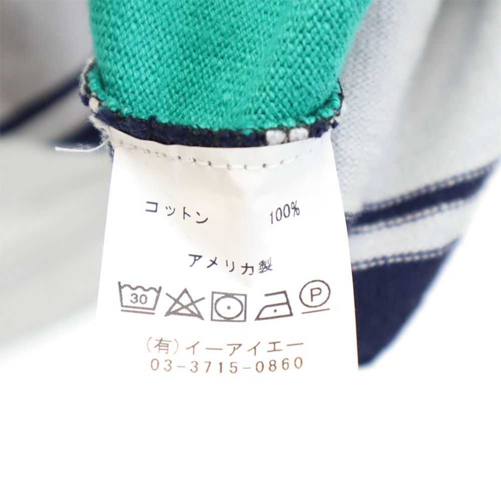 コロンビアニット USA製 ボーダー柄 切替 長袖 ラガーシャツ S COLUMBIA KNIT ラグビー ポロシャツ メンズ