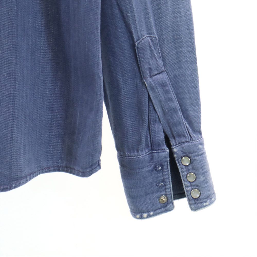 VINTAGE ヴィンテージ 70s 80s 長袖 ウエスタンシャツ ブルー系 レディース