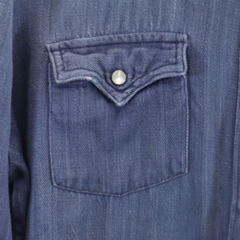 VINTAGE ヴィンテージ 70s 80s 長袖 ウエスタンシャツ ブルー系 レディース