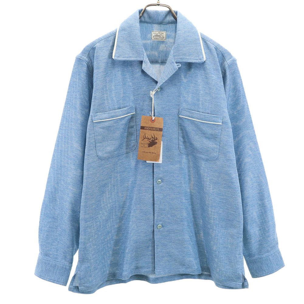 未使用 ANDFAMILYS co. アンドファミリーズ 日本製 長袖 オリエンタルメッシュ シャツ 38 ブルー系 メンズ