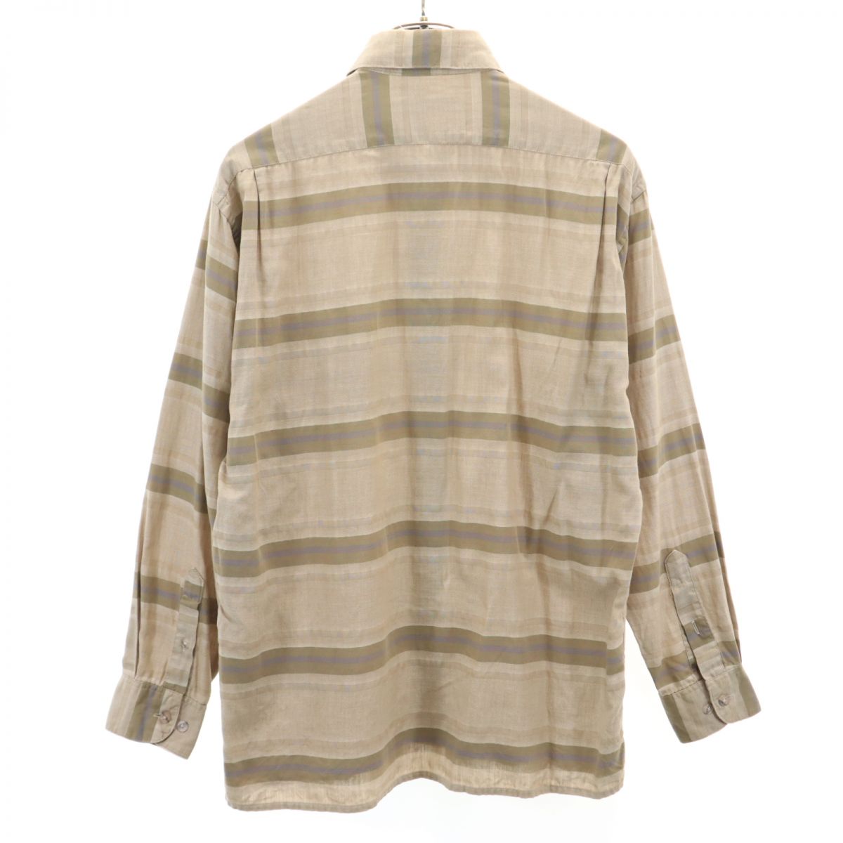 Pierre Cardin ピエールカルダン 90s オールド チェック 長袖 シャツ M ベージュ系 メンズ