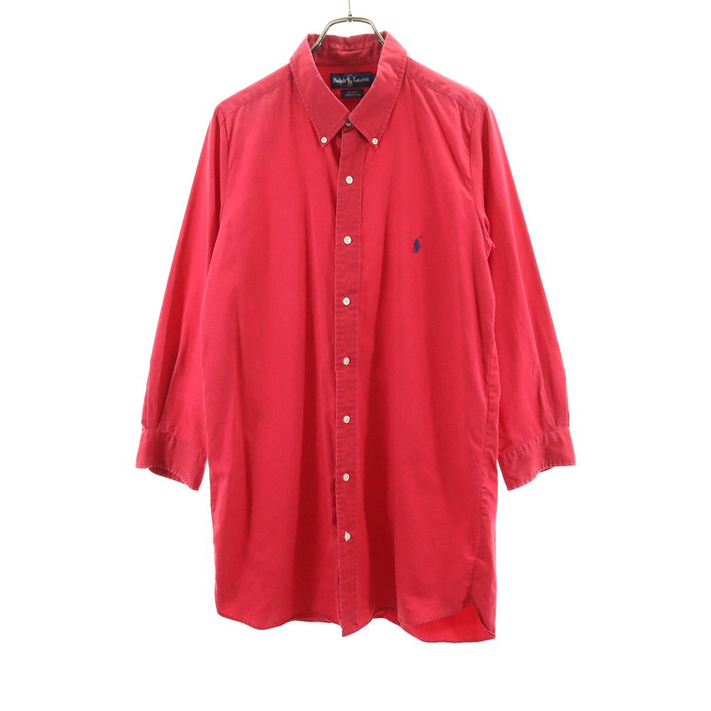 RALPH LAUREN ラルフローレン 長袖 ボタンダウンシャツ XXL レッド系 メンズ