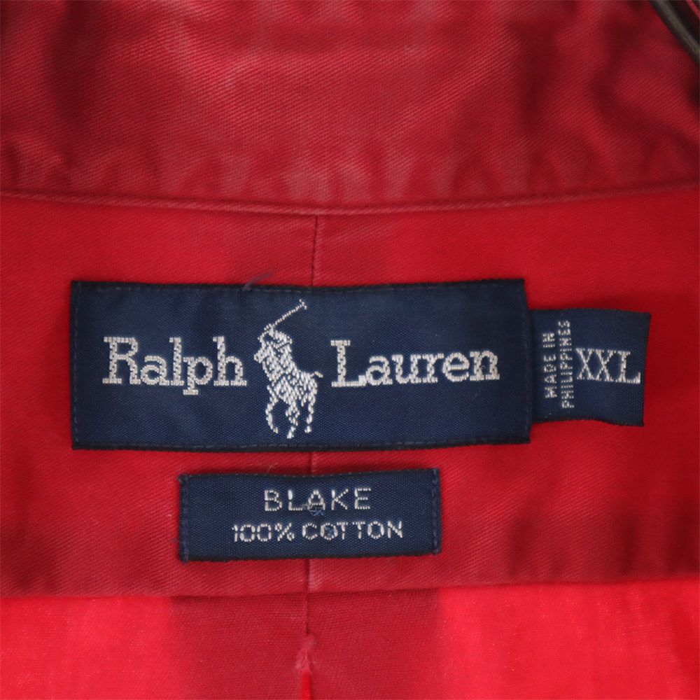RALPH LAUREN ラルフローレン 長袖 ボタンダウンシャツ XXL レッド系 メンズ