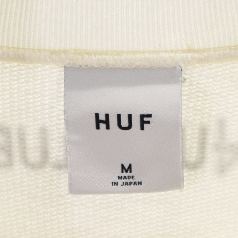 HUF ハフ 日本製 プリント 7分袖 トレーナー M ホワイト スウェット メンズ