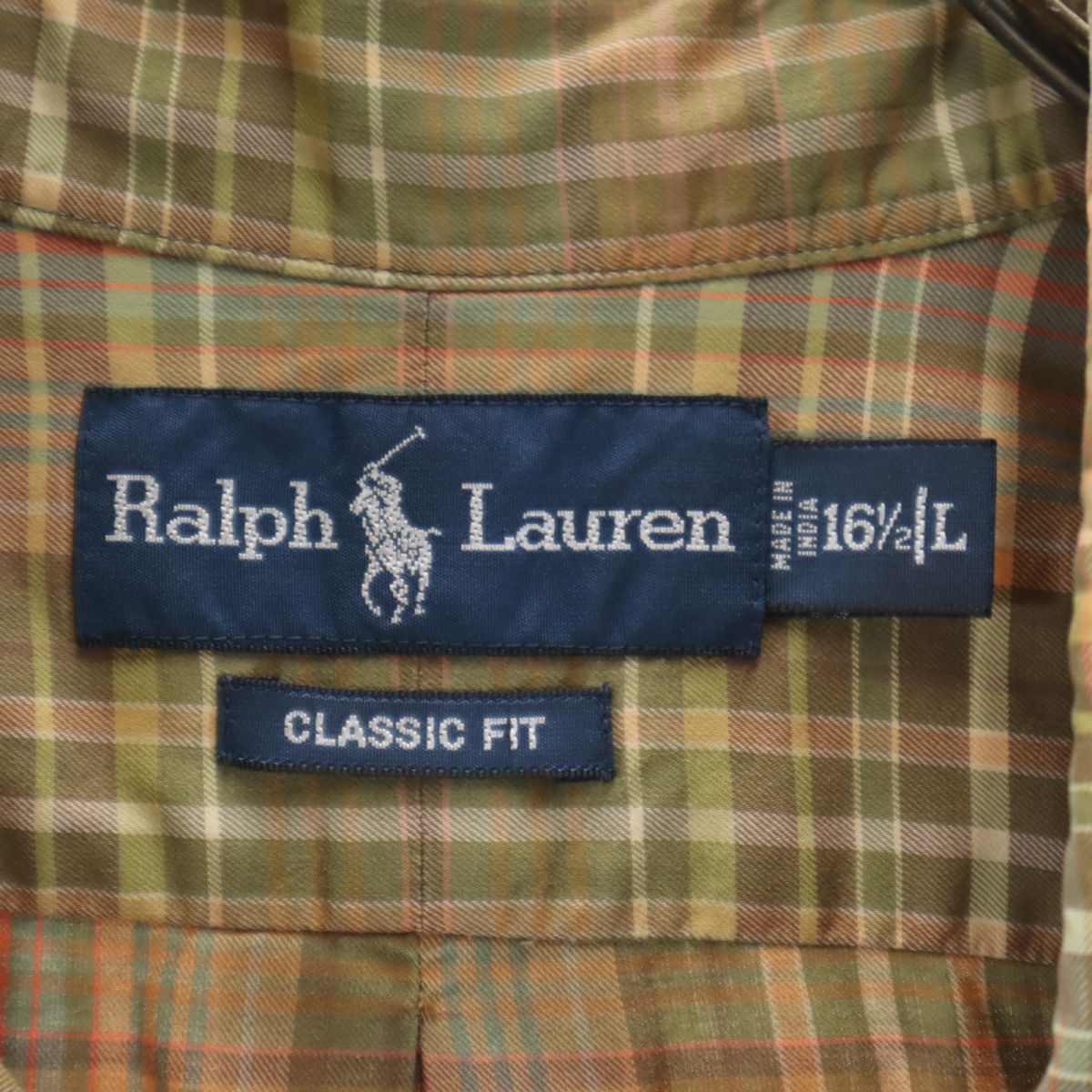 ラルフローレン チェック柄 長袖 ボタンダウンシャツ L ベージュ系 RALPH LAUREN レディース