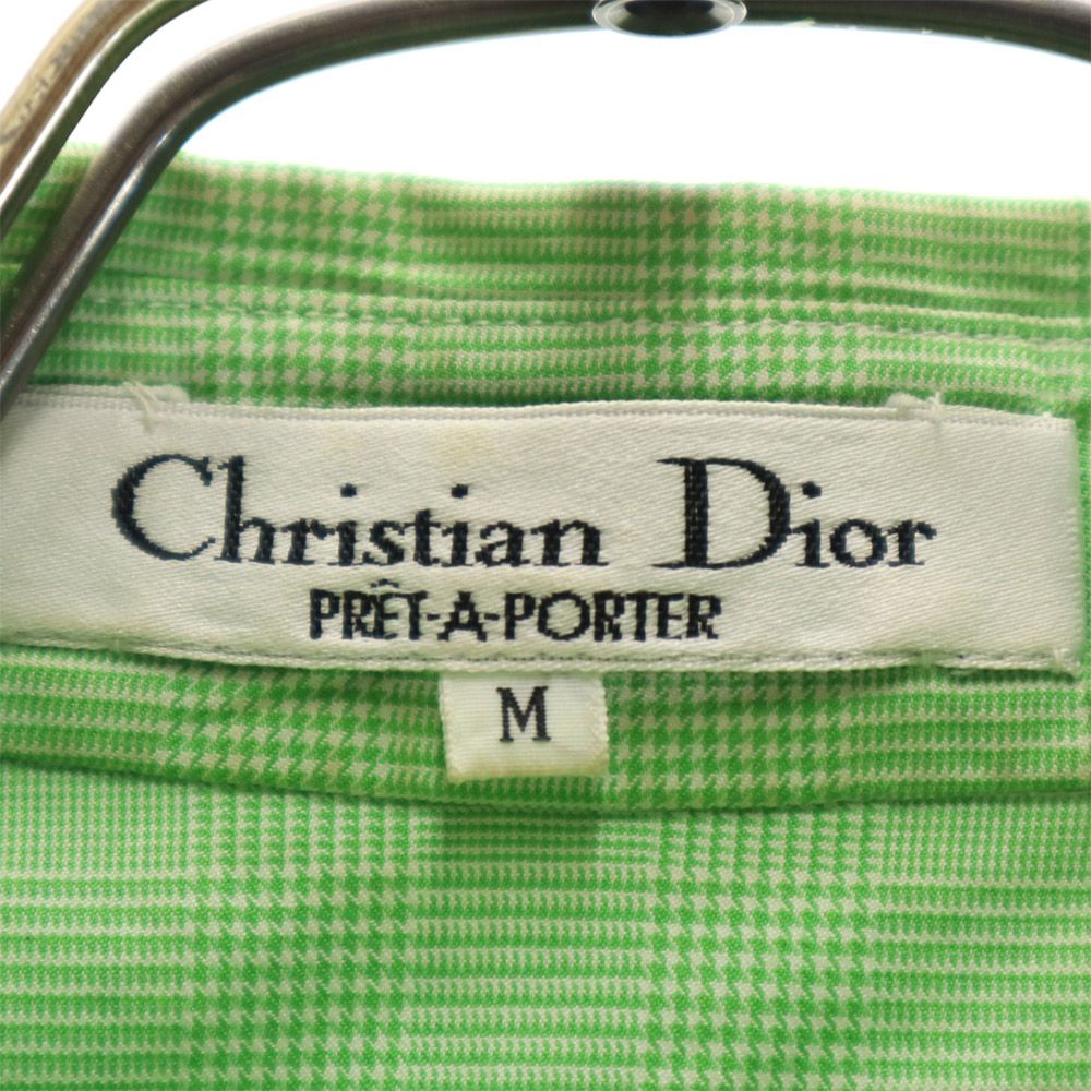 Christian Dior クリスチャンディオール 90s オールド チェック柄 長袖 シャツ M 緑系 レディース