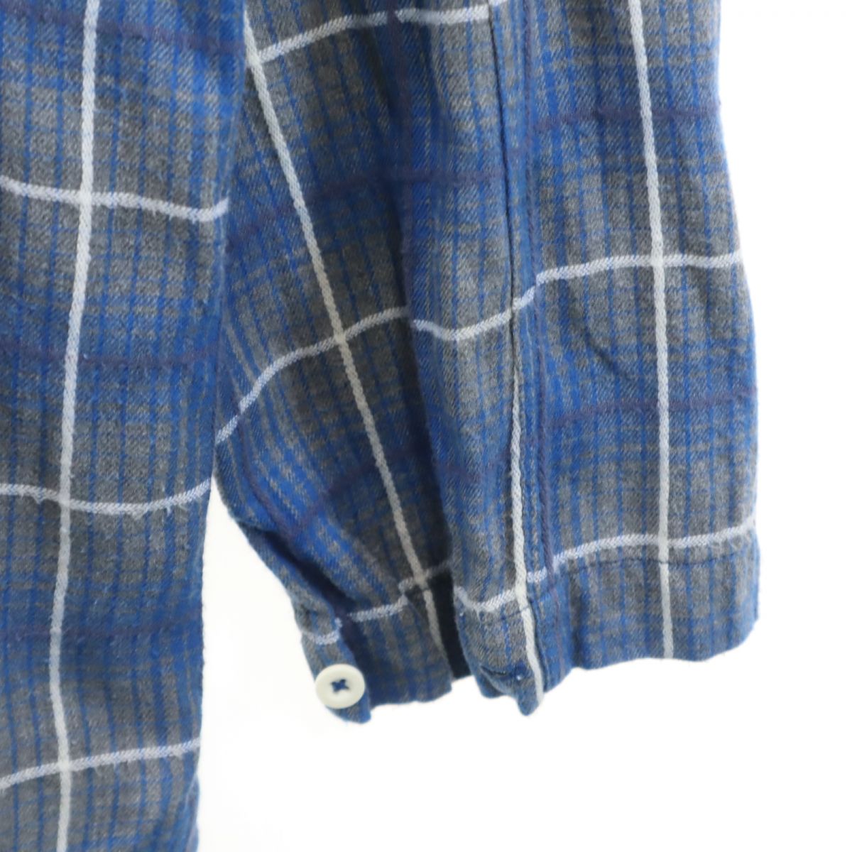 ノンネイティブ 日本製 チェック柄 長袖 ノーカラー ハーフボタン シャツ 1 ブルー系 nonnative チュニック メンズ