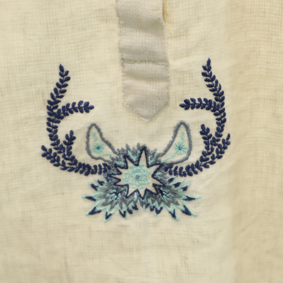 patagonia パタゴニア 7分袖 刺繍入り ハーフボタン シャツ S アイボリー アウトドア レディース