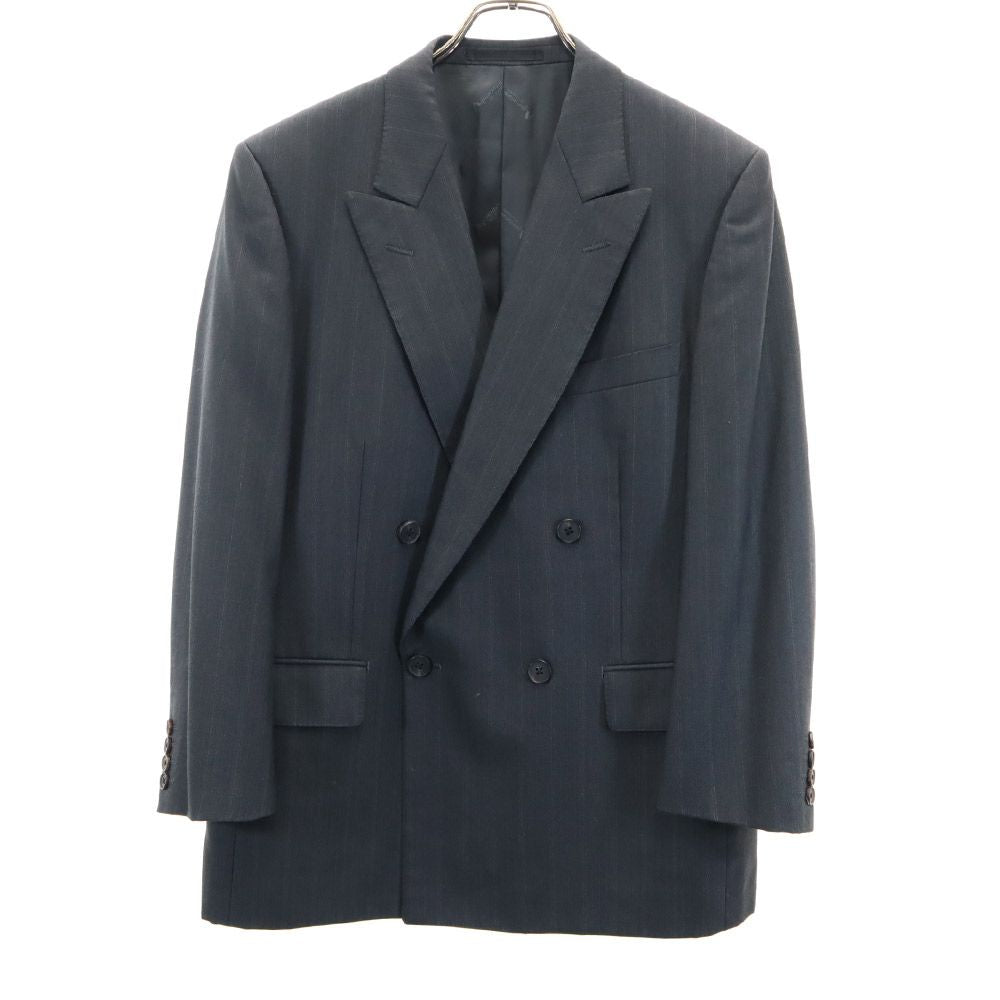 Aquascutum アクアスキュータム 90s 日本製 ウール オールド ストライプ柄 パンツスーツ 上下 セットアップ 94AB4/94A6 グレー系 メンズ