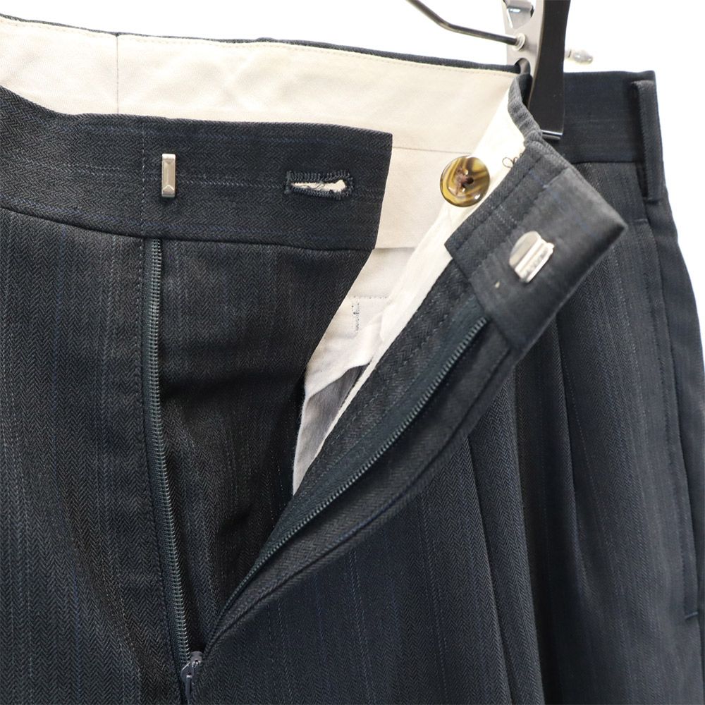 Aquascutum アクアスキュータム 90s 日本製 ウール オールド ストライプ柄 パンツスーツ 上下 セットアップ 94AB4/94A6 グレー系 メンズ