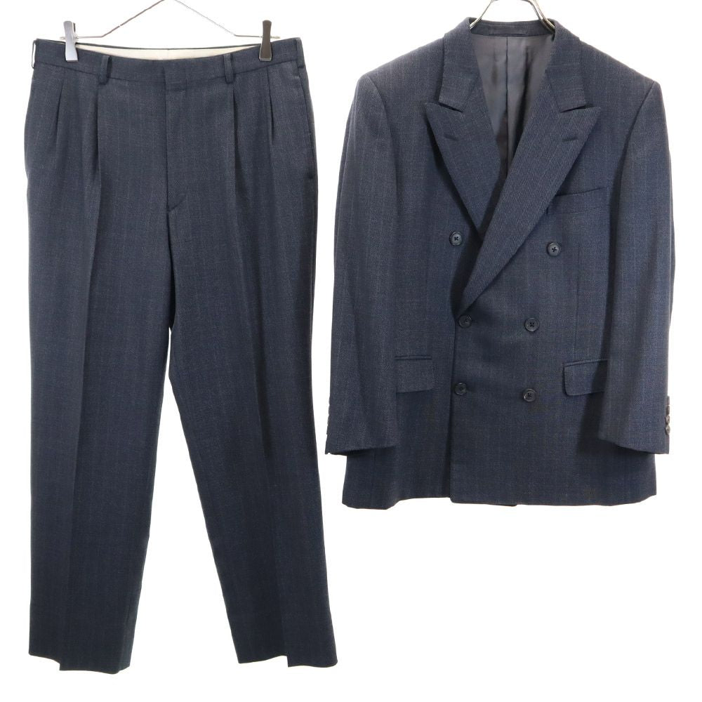 Aquascutum アクアスキュータム 90s 日本製 ウール オールド チェック柄 パンツスーツ 上下 セットアップ 94AB4 グレー メンズ