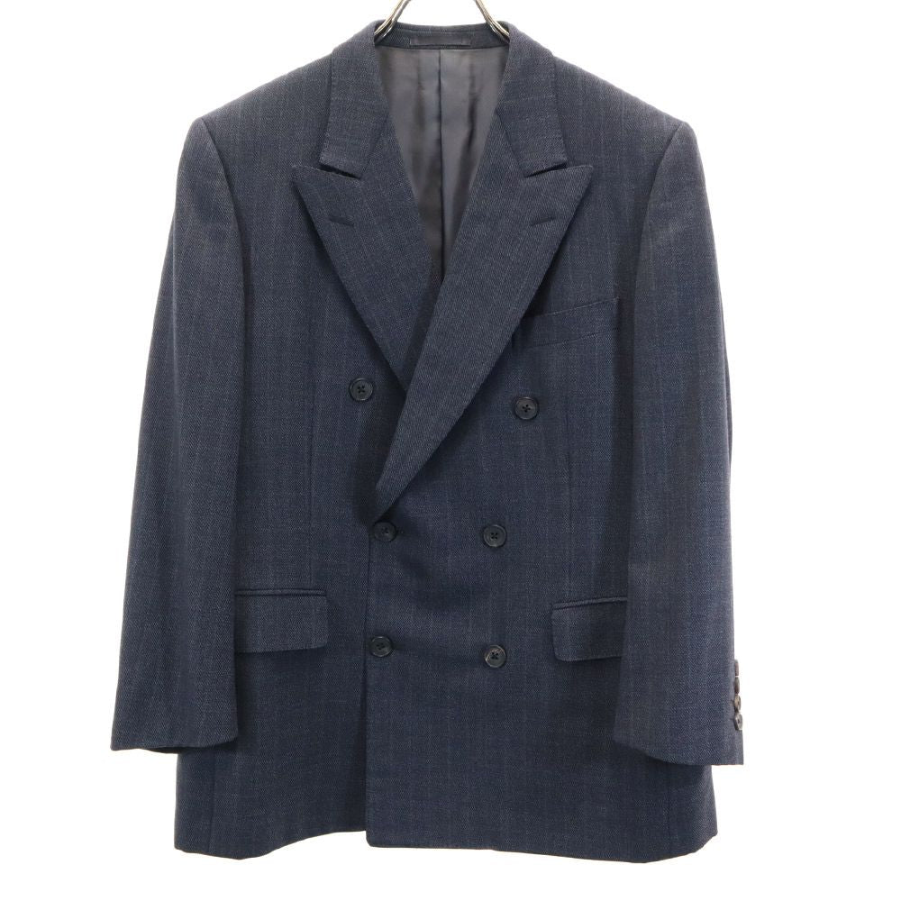 Aquascutum アクアスキュータム 90s 日本製 ウール オールド チェック柄 パンツスーツ 上下 セットアップ 94AB4 グレー メンズ