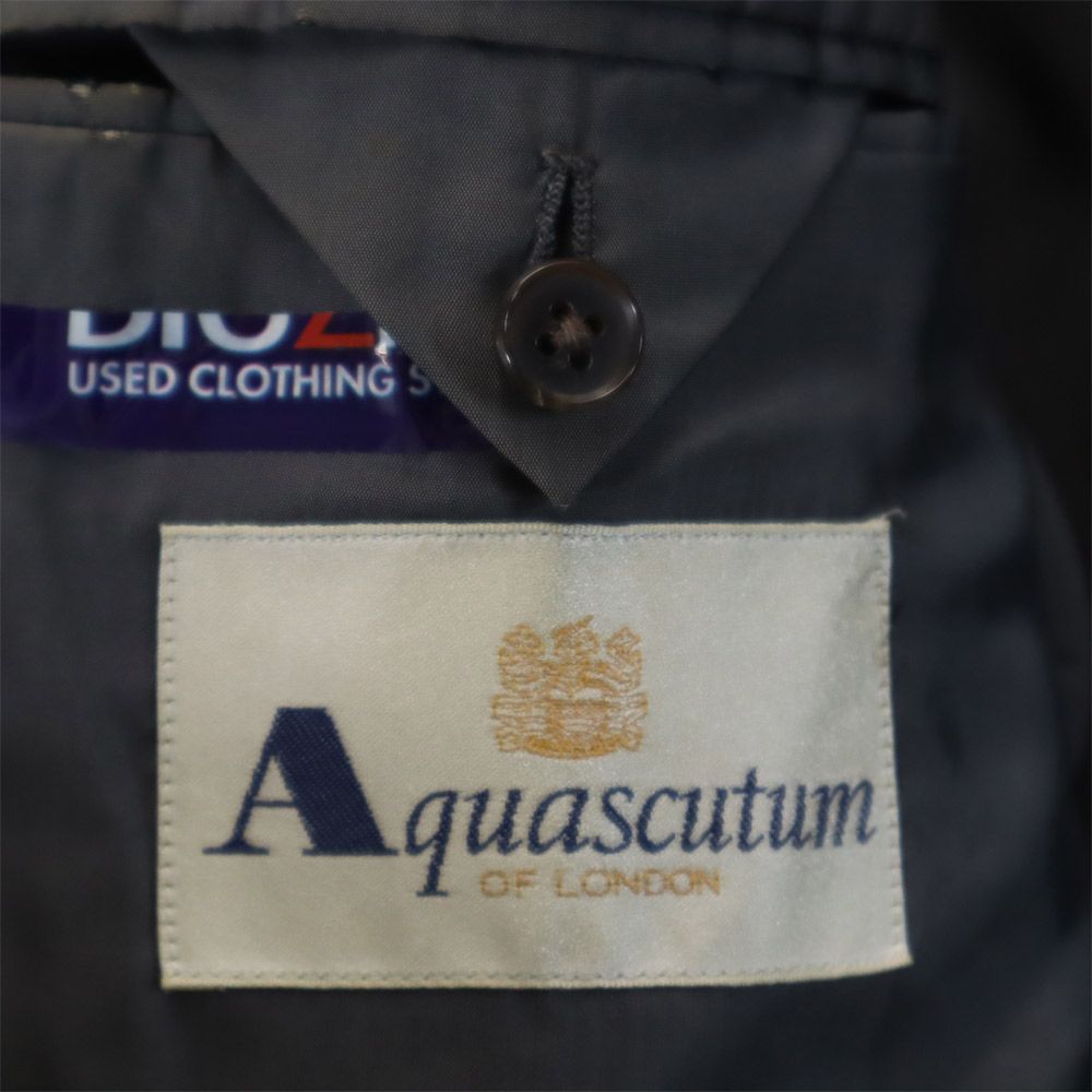 Aquascutum アクアスキュータム 90s 日本製 ウール オールド チェック柄 パンツスーツ 上下 セットアップ 94AB4 グレー メンズ