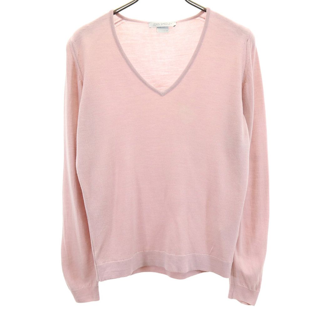 JOHN SMEDLEY ジョンスメドレー 長袖 Vネック セーター ピンク系 ニット レディース