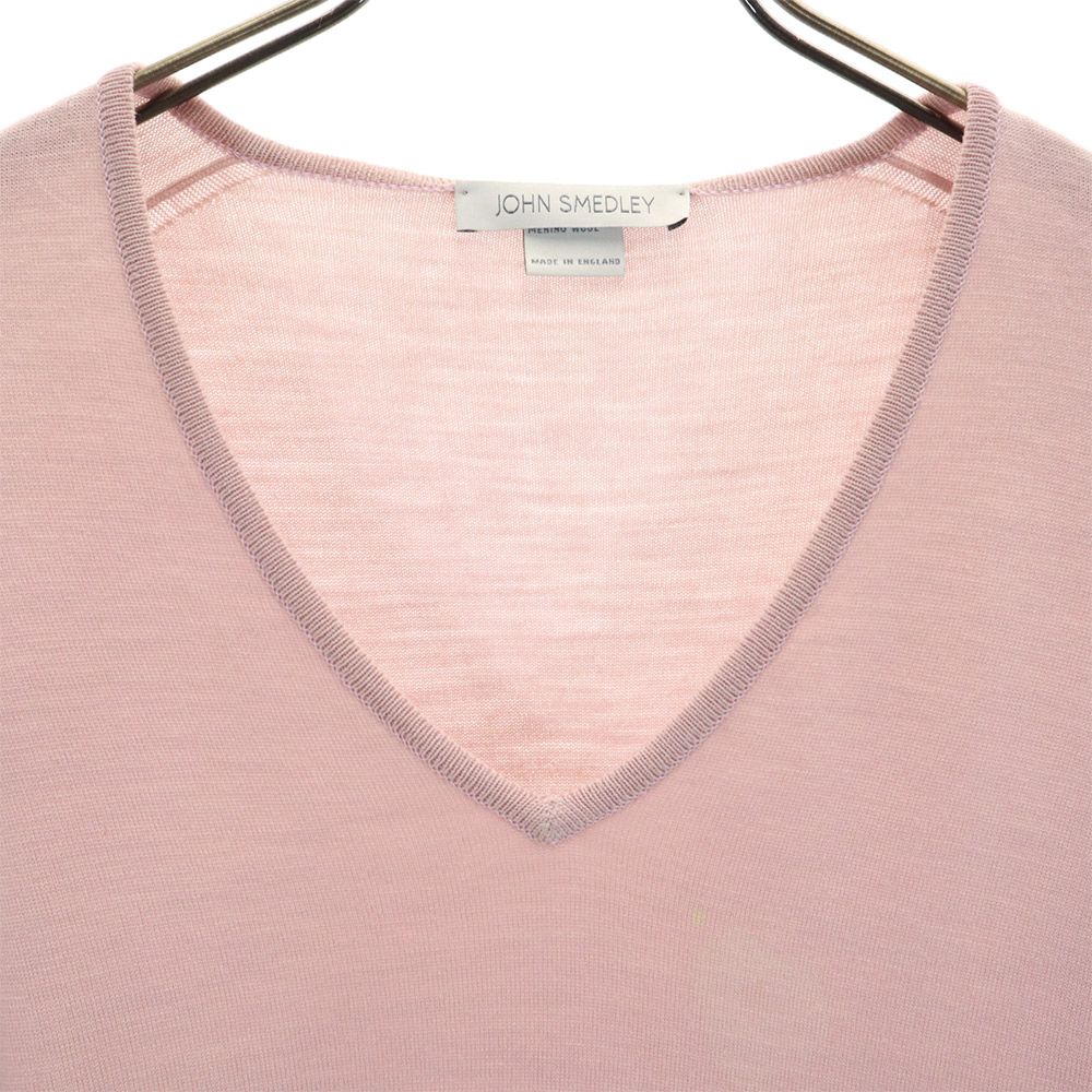 JOHN SMEDLEY ジョンスメドレー 長袖 Vネック セーター ピンク系 ニット レディース