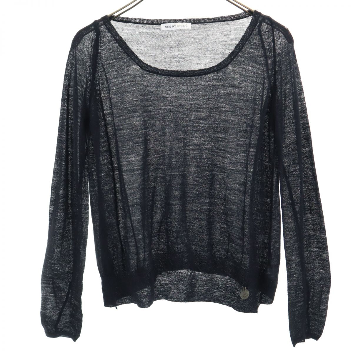 SEE BY CHLOE シーバイクロエ 長袖 アルパカブレンド シアー セーター USA 2 ブラック ニット レディース