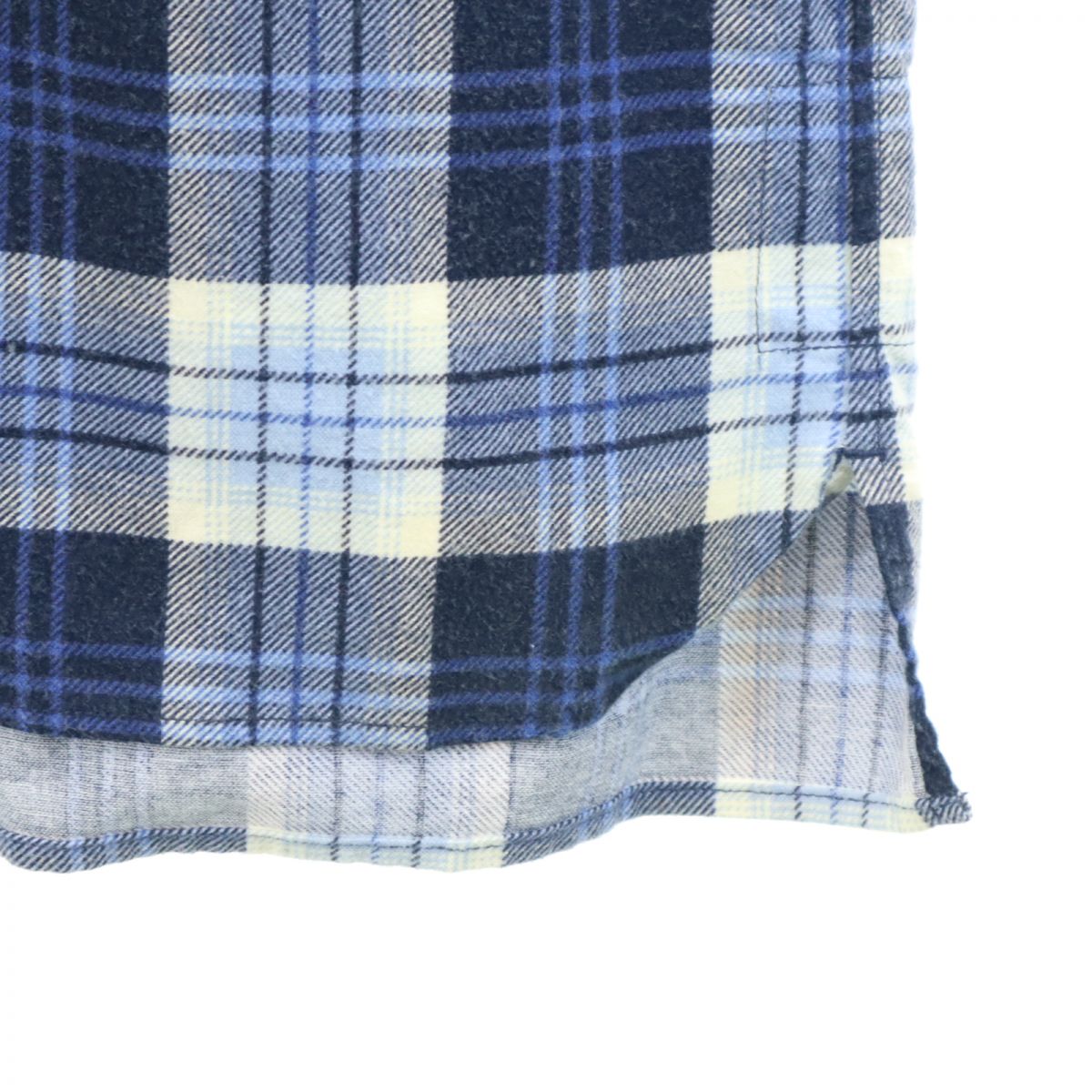 YSTRDY'S TMRRW イエスタデイズトゥモロウ 日本製 チェック柄 ハーフジップ フードジャケット M ブルー系 プルオーバー メンズ