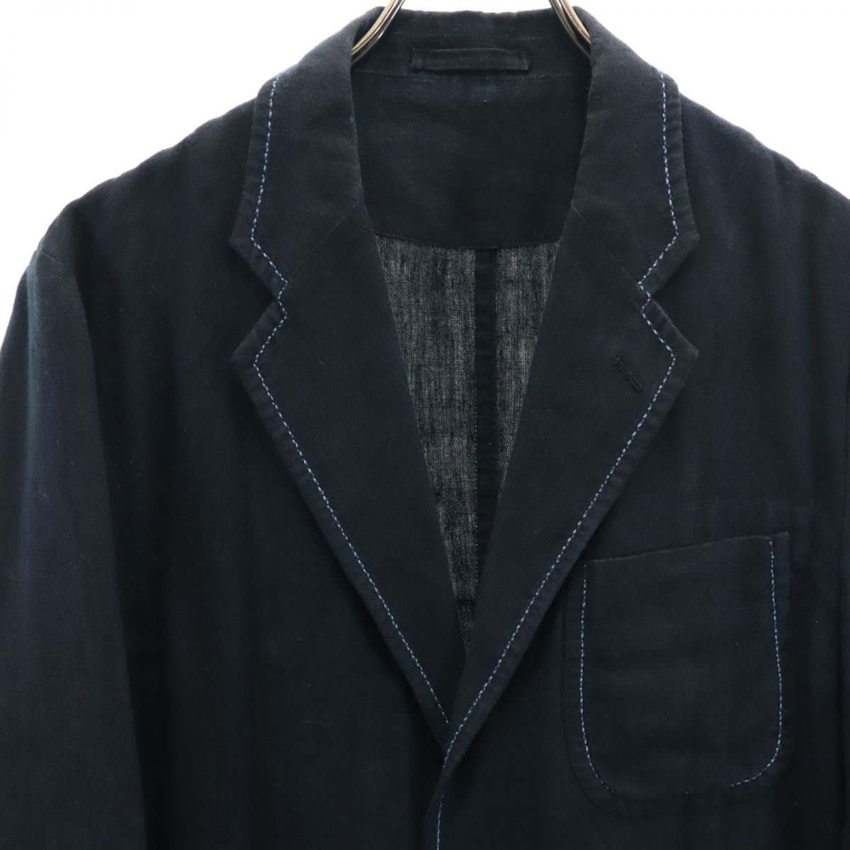 ISSEY MIYAKE イッセイミヤケ リネン 長袖 テーラードジャケット 1 ネイビー メンズ