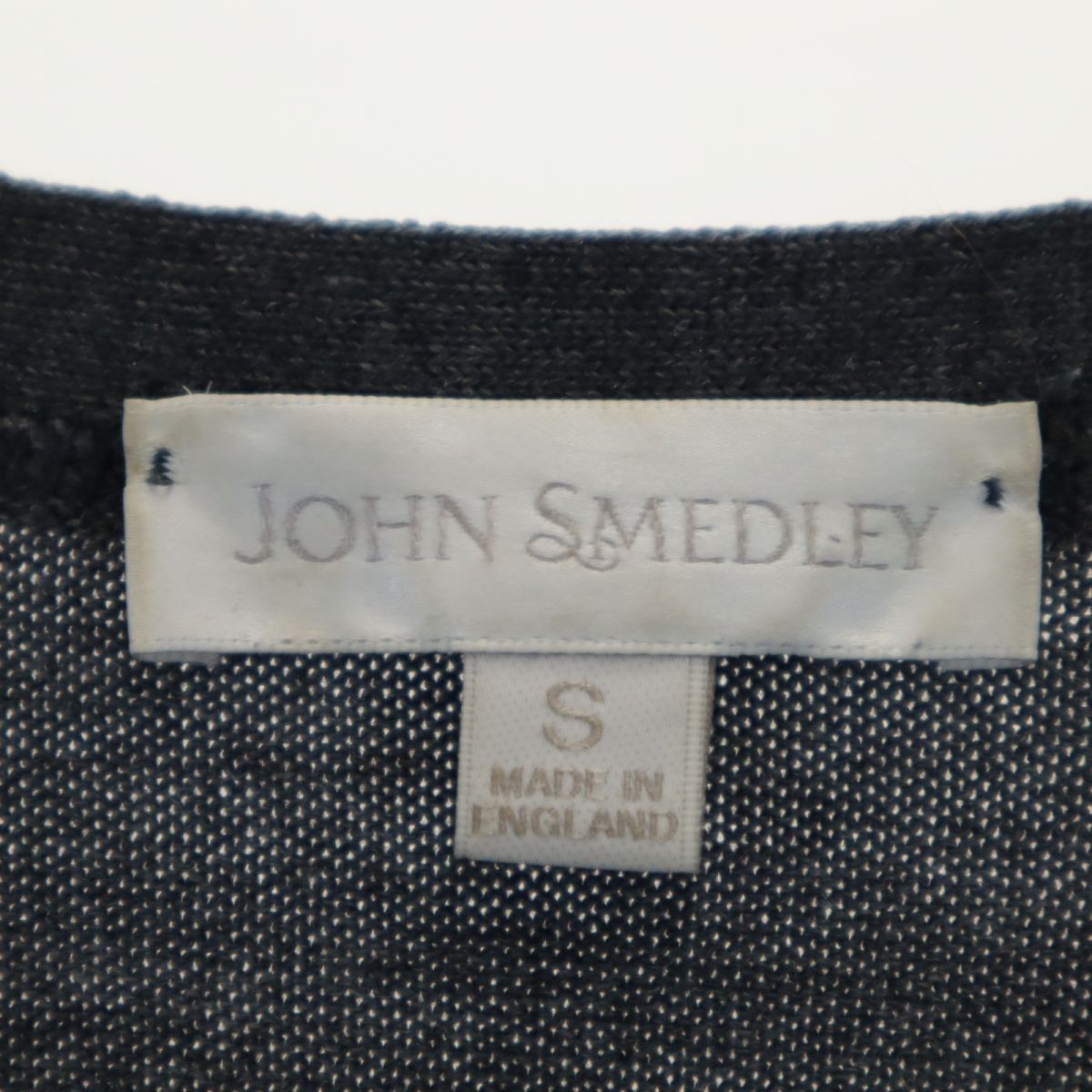 JOHN SMEDLEY ジョンスメドレー イギリス製 ウール 長袖 ニット カーディガン S グレー系 レディース