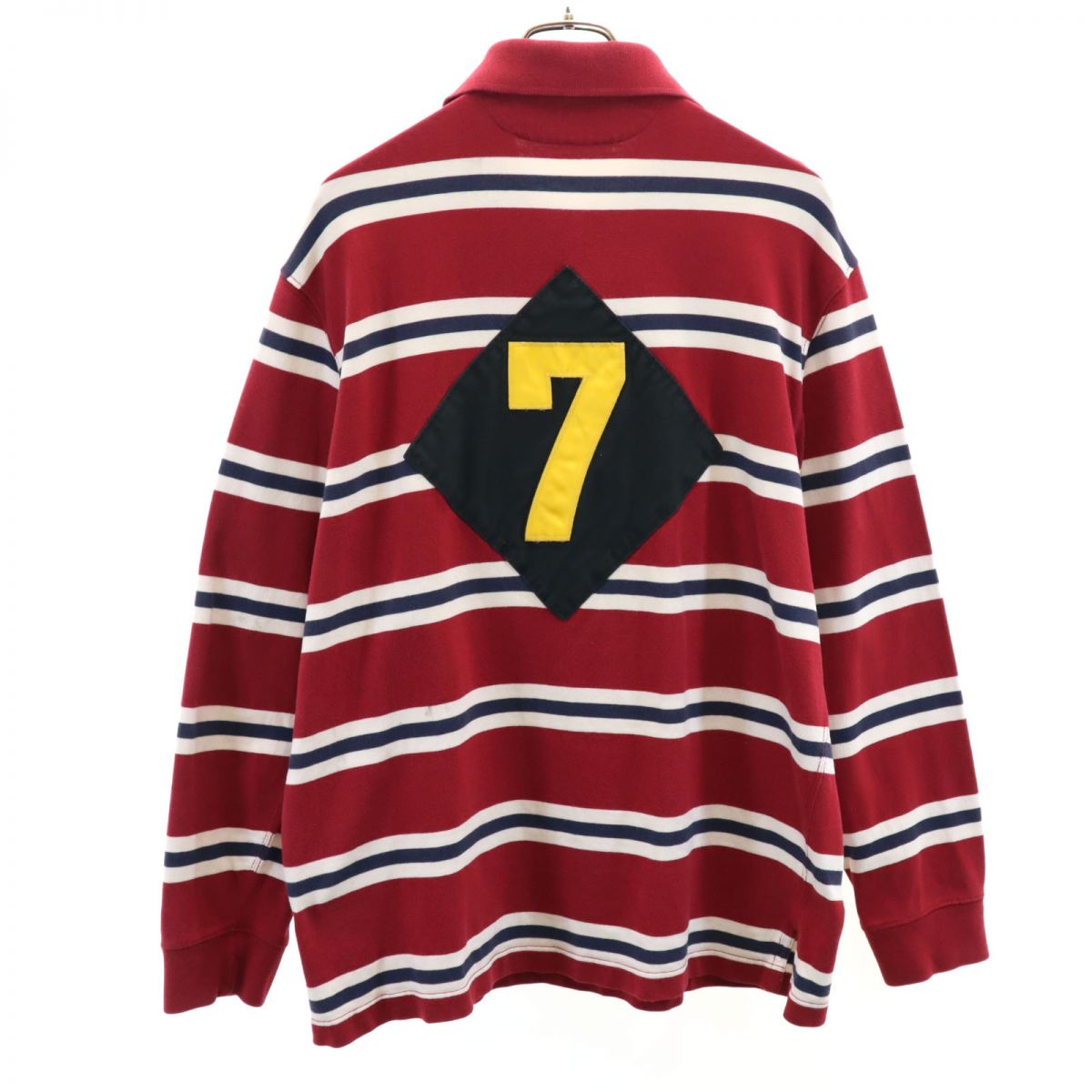 ポロバイラルフローレン ボーダー柄 長袖 ラガーシャツ M 赤系 Polo by Ralph Lauren メンズ