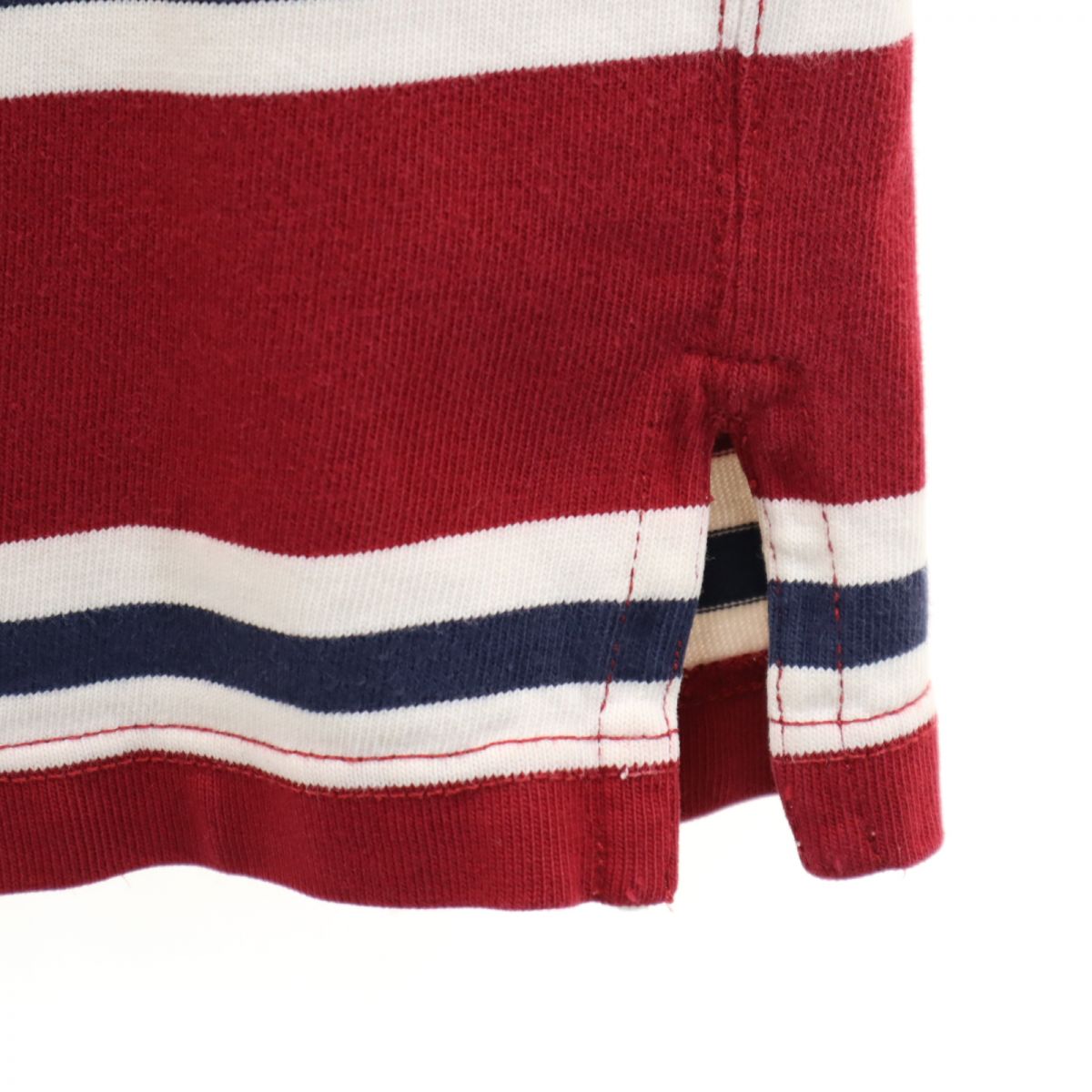 ポロバイラルフローレン ボーダー柄 長袖 ラガーシャツ M 赤系 Polo by Ralph Lauren メンズ