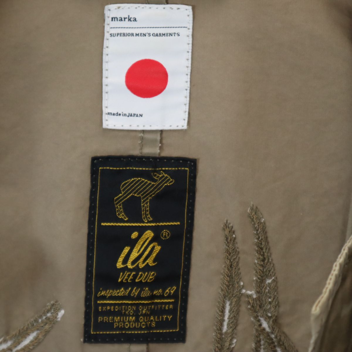 marka マーカ 日本製 バック プリント 刺繍 ミリタリージャケット 2 ベージュ系 メンズ