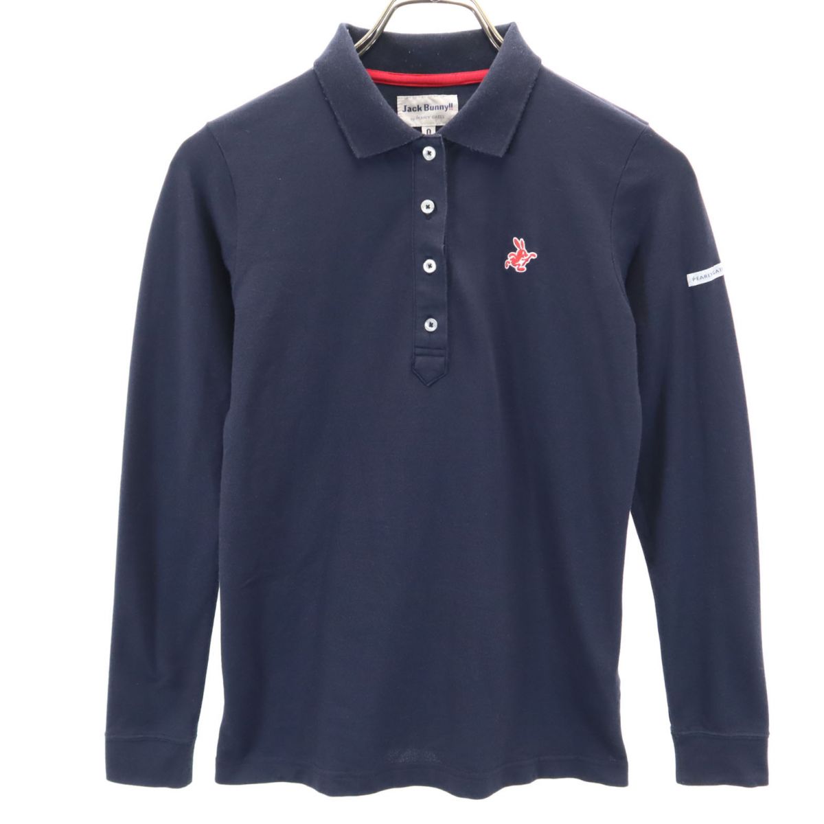 Jack Bunny!! ジャックバニー バイパーリーゲイツ ゴルフ 長袖 ポロシャツ ネイビー by PEARLY GATES 鹿の子地 レディース